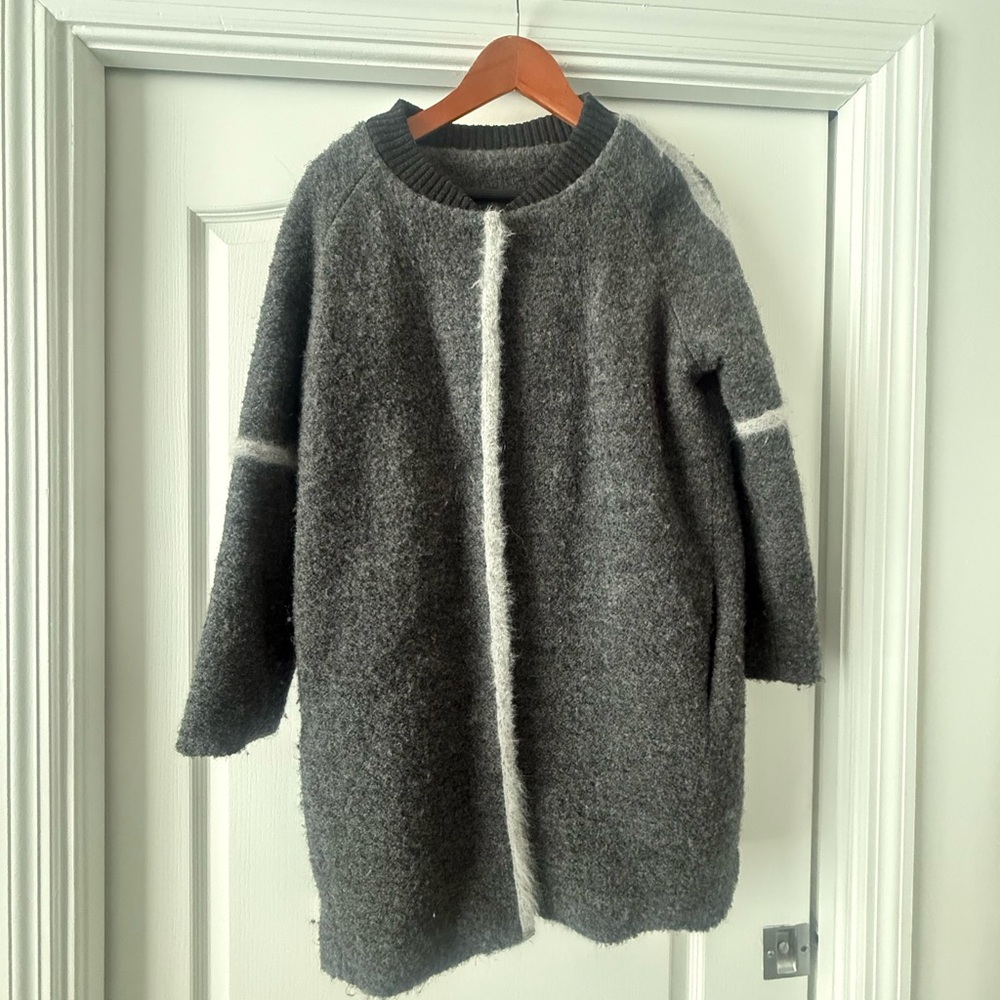 Gray Wool Coat With Snap Buttons - image 2
